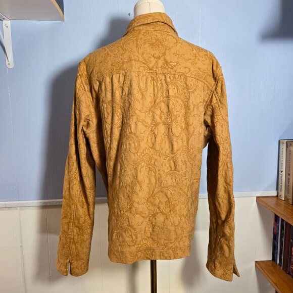 Coldwater Creek Large Petit Golden Tan Textured Paisley Button Up Fall Jacket - Picture 9 of 12